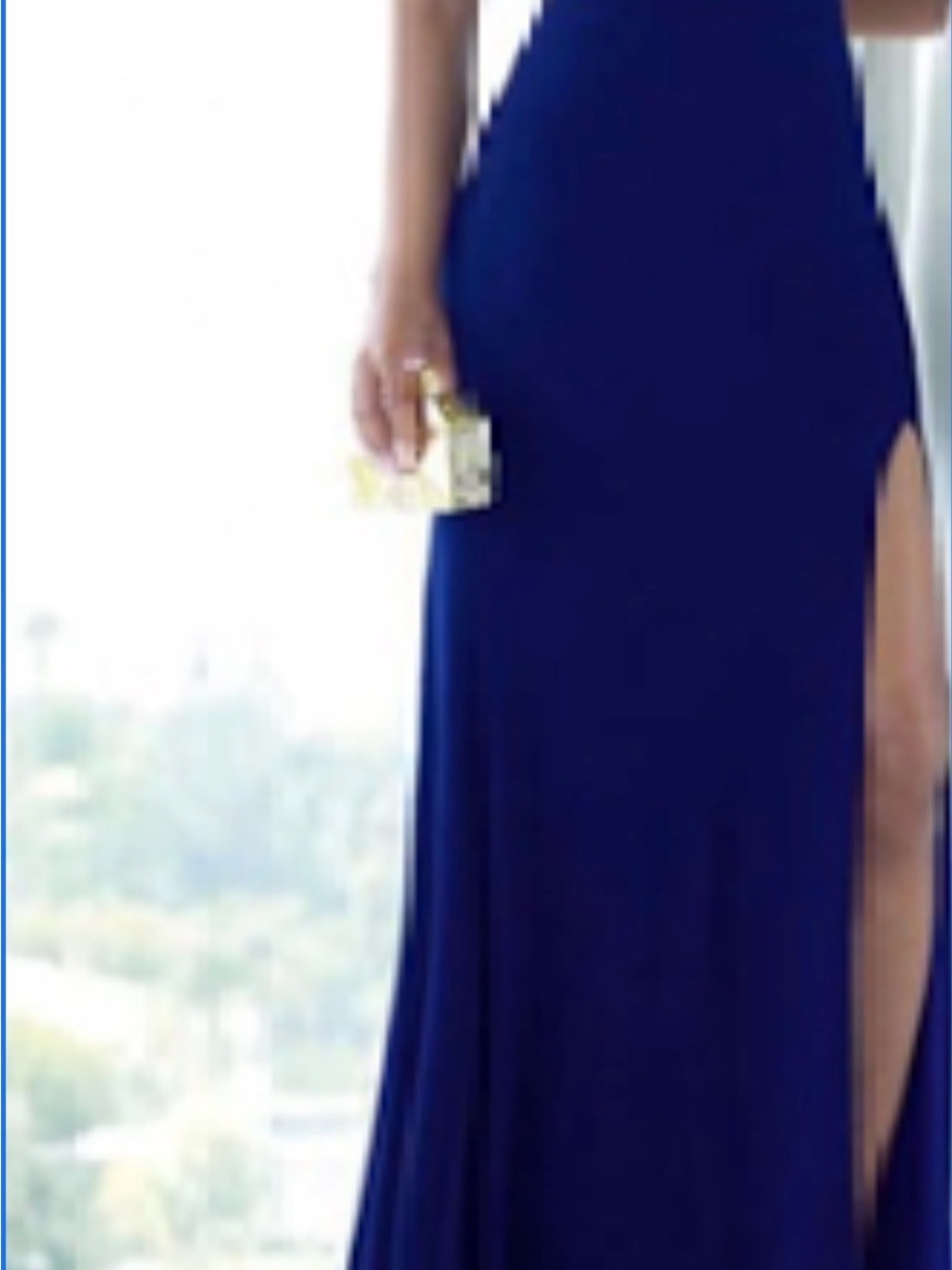Elegant Navy Blue Maxi Dress with Side Slit